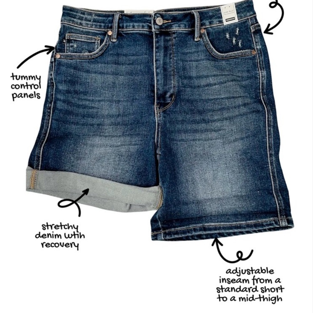 Blue Denim Mid-Thigh Shorts